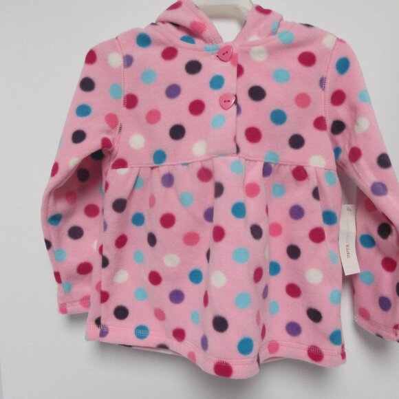 WonderKids Polkadot Pink Fleece Hoodie Girls Toddler Top Sz 3T NEW Buttons - Picture 1 of 6